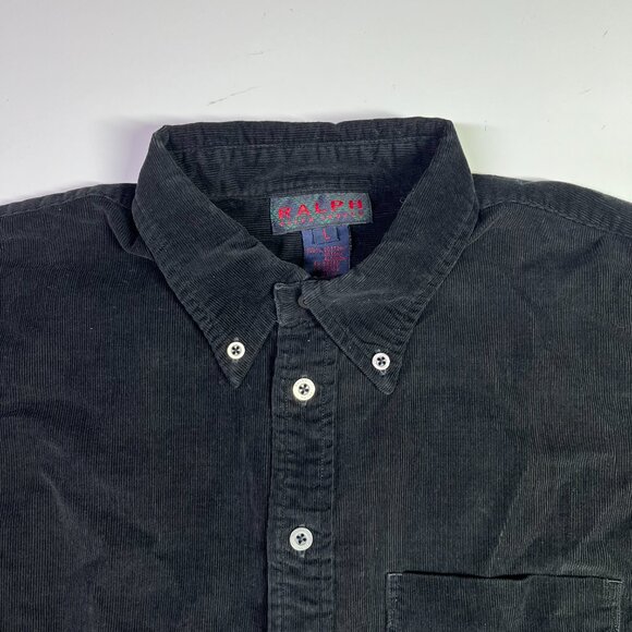 RALPH Ralph Lauren Size L Black Corduroy Button-Down Shirt - Picture 3 of 9